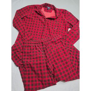 Nautica 2 Piece Pajama Set Men's Medium Red Plaid Long Sleeve Sleepwear Casual